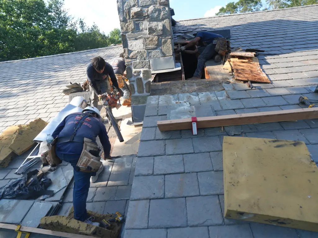 Slate Roof Chimney Leak Repair In West New York NJ